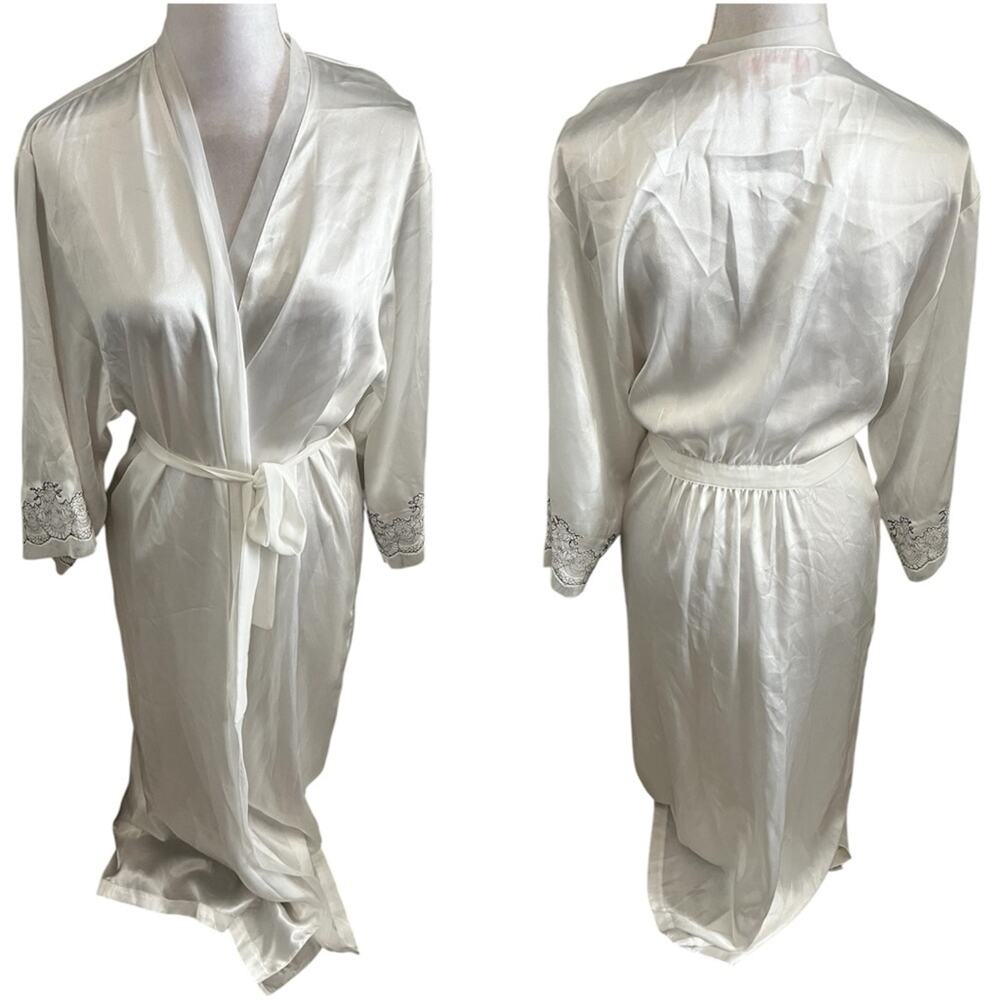 Oscar de la Renta Satin Lace Robe XL